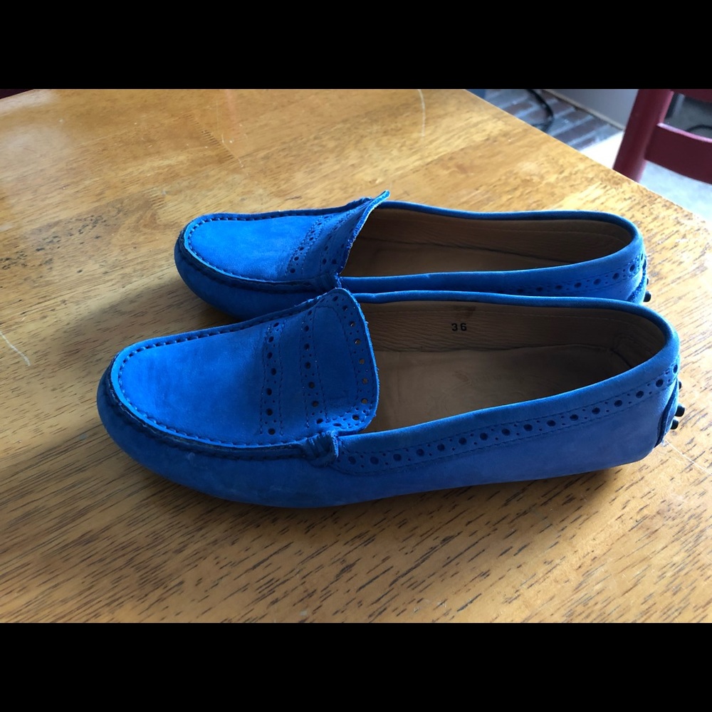 Royal Blue Suede Tods Gommino Driving Mocs Size 36